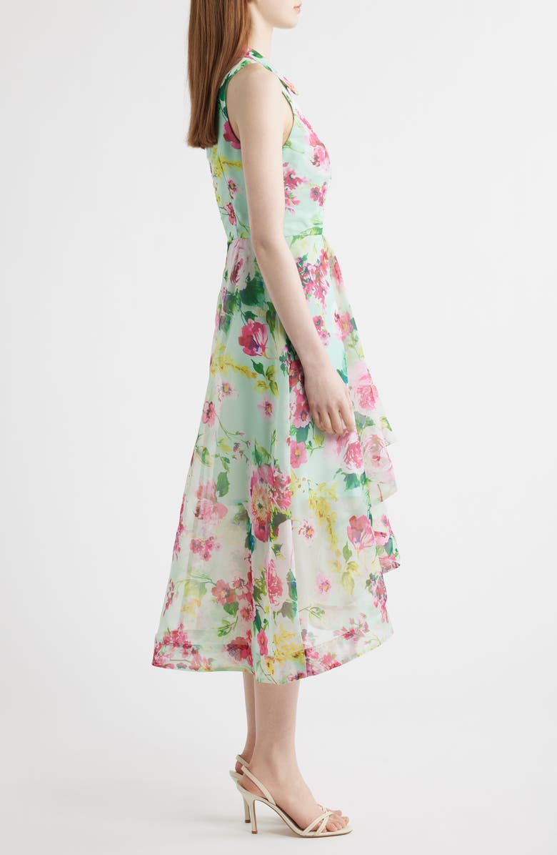 Adrianna Papell Floral High-Low Cocktail Dress, Alternate, color, Mint Multi