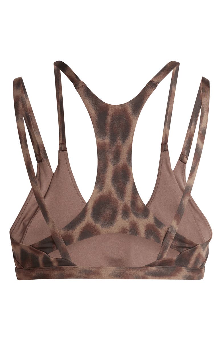 adidas Optime Leopard Strappy Light Support Climacool Sports Bra, Alternate, color, Earth Strata/ Black/ Print