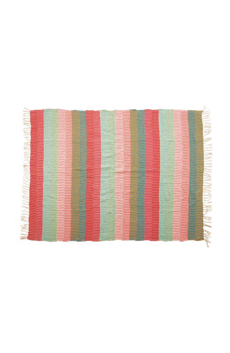 Storied Home Soft Woven Reclaimed Cotton Blend Throw, Main, color, Red