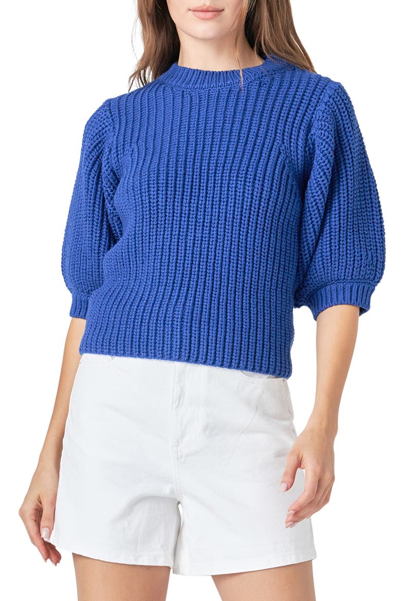 Elbow Sleeve Sweater, Main, color, BLUE