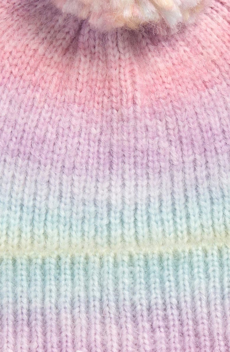 Ruby & Ry Kids' Rainbow Beanie with Pompom & Knit Gloves Set, Alternate, color, Pink Multi