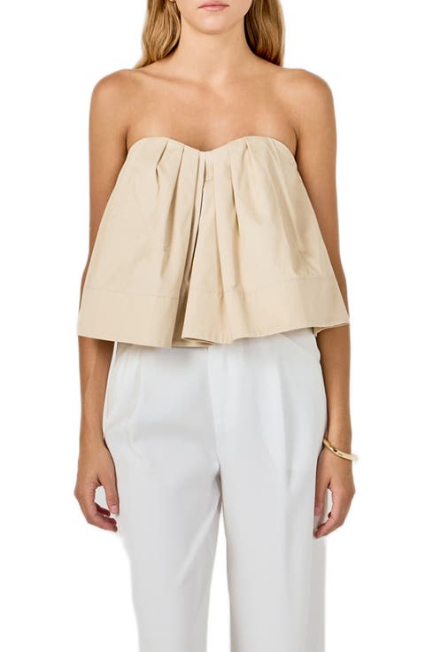 Strapless Pintuck Sweetheart Neck Top