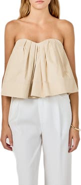 Endless Rose Strapless Pintuck Sweetheart Neck Top