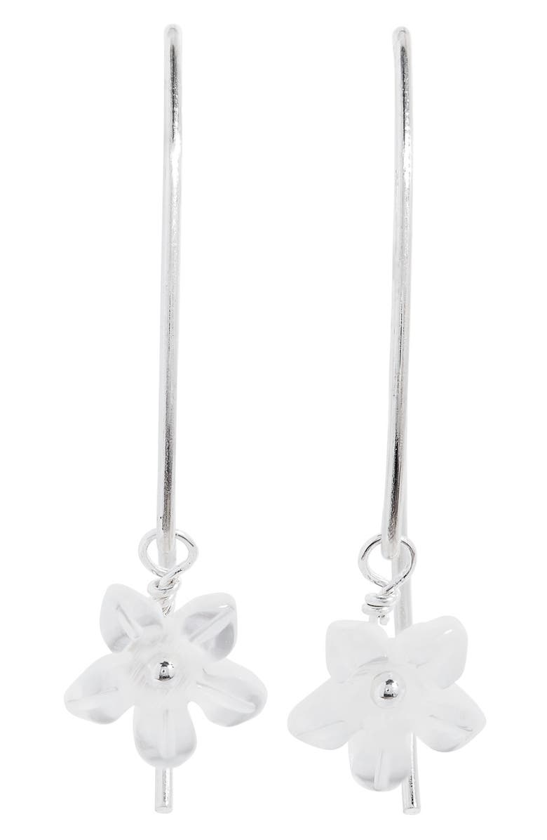 STONE AND STRAND Sterling Silver & Mother-of-Pearl Flower Drop Earrings, Main, color, 