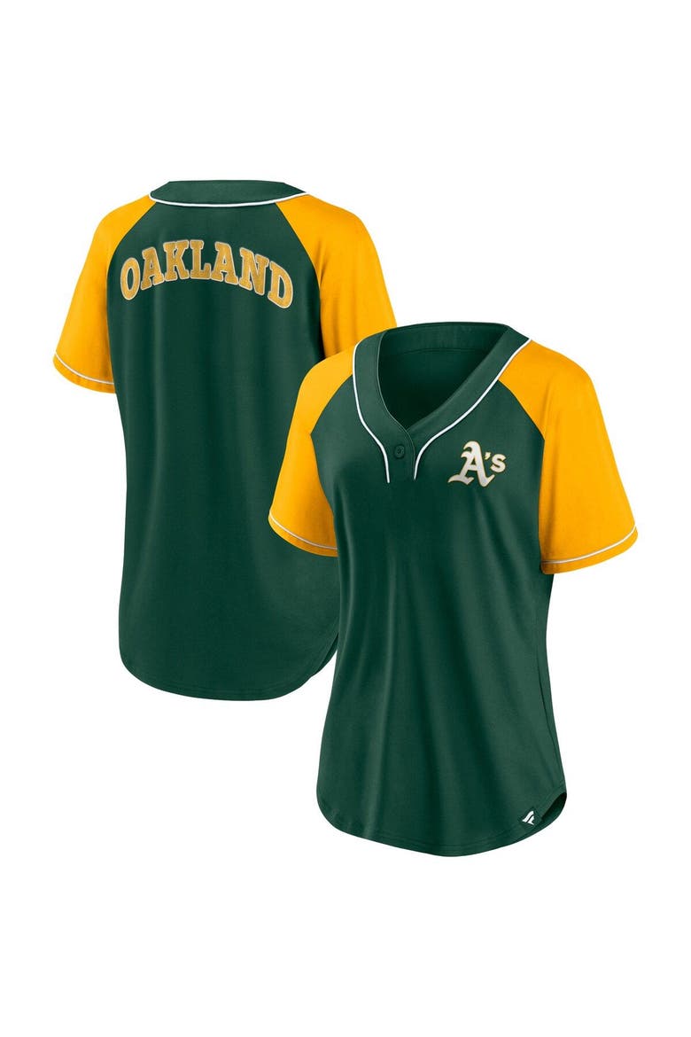 Women's Fanatics Branded Green Oakland Athletics Ultimate Style Raglan V-Neck T-Shirt, Main, color, Green