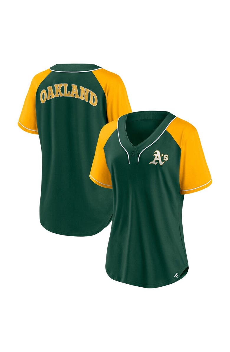 FANATICS Women's Fanatics Branded Green Oakland Athletics Ultimate Style Raglan V-Neck T-Shirt, Main, color, Green