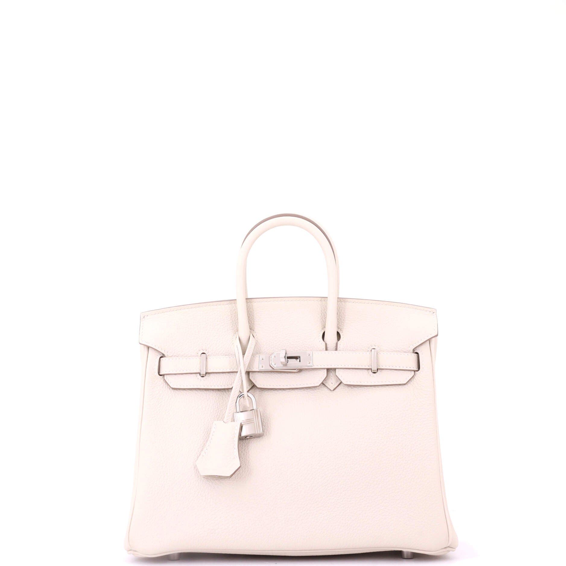 Pre-Owned Hermes Birkin Handbag Light Togo with Palladium Hardware 25, Main, color, Craie