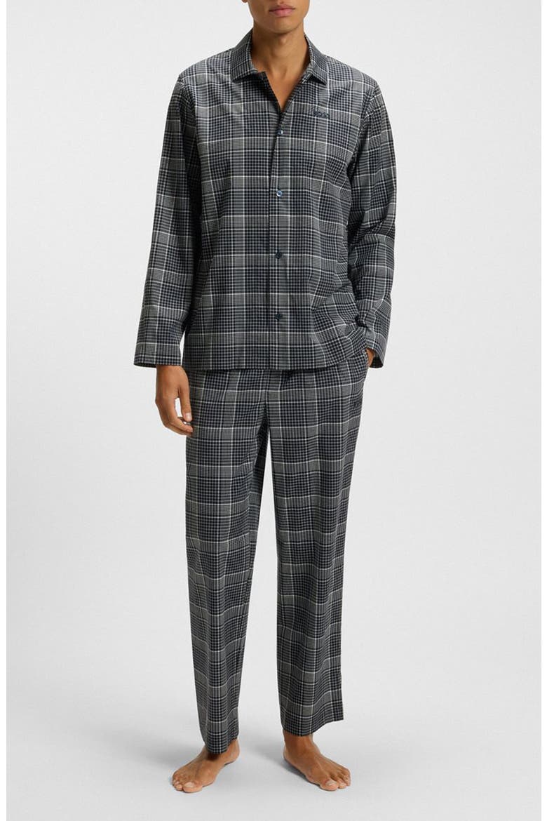 Chris Plaid Flannel Pajama Set, Main, color, DARK BLUE