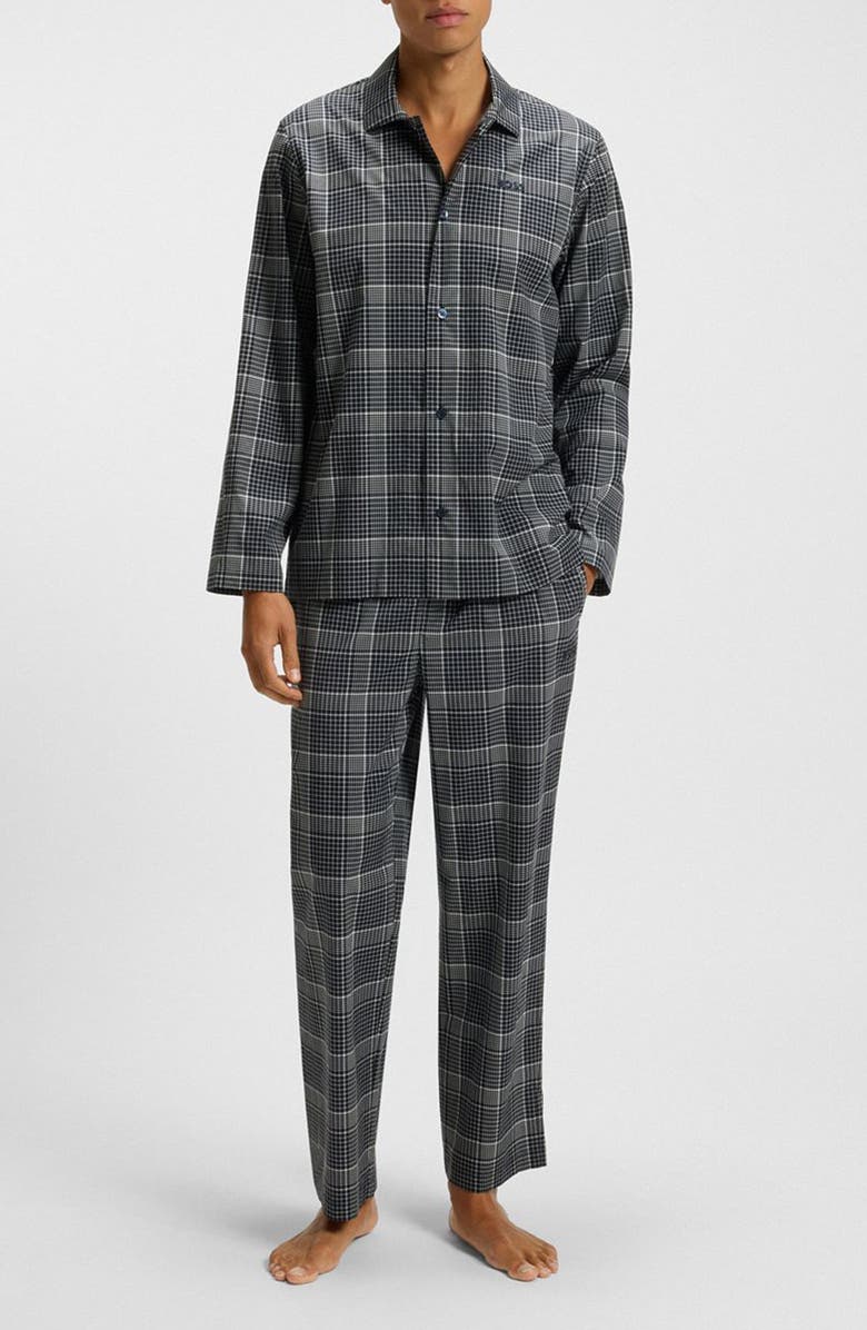 BOSS Chris Plaid Flannel Pajama Set, Main, color, Dark Blue