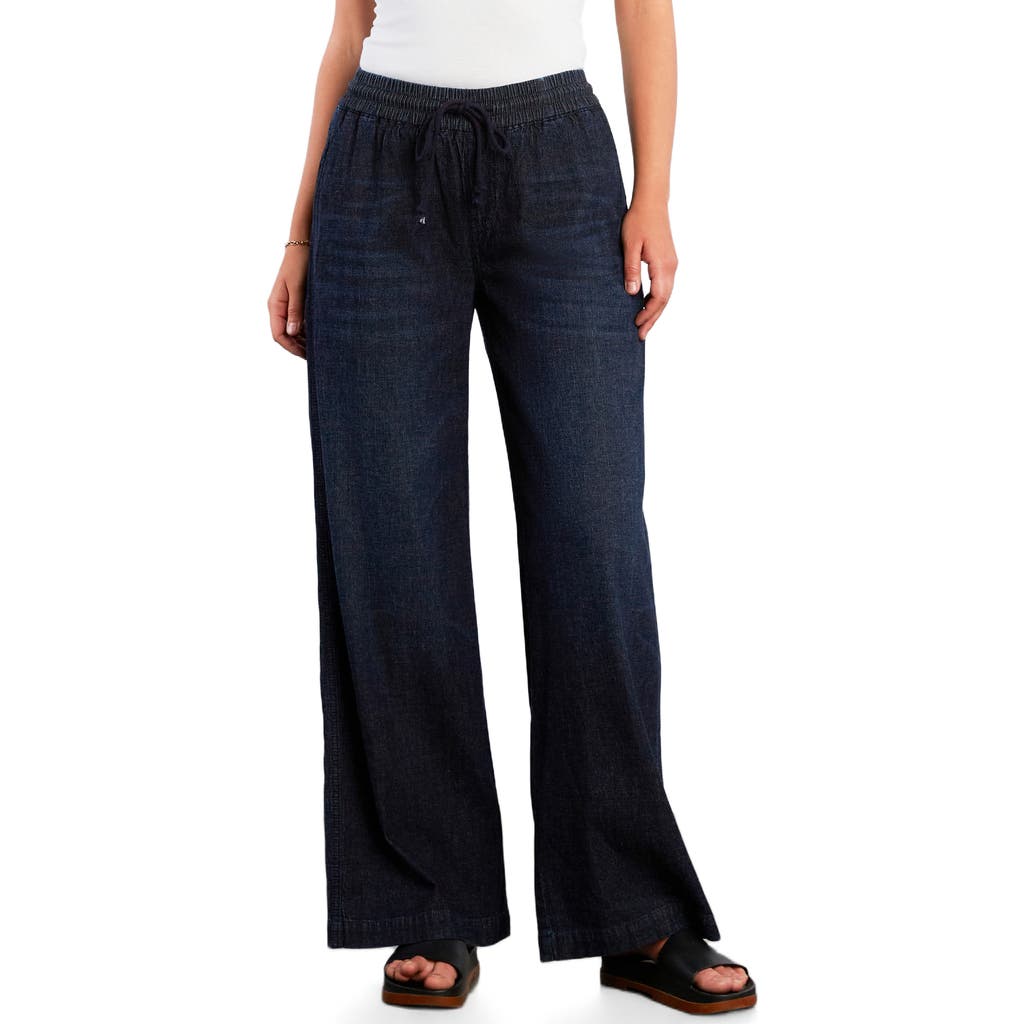 Wash Lab Denim Drawstring Waist Wide Leg Jeans In Blue