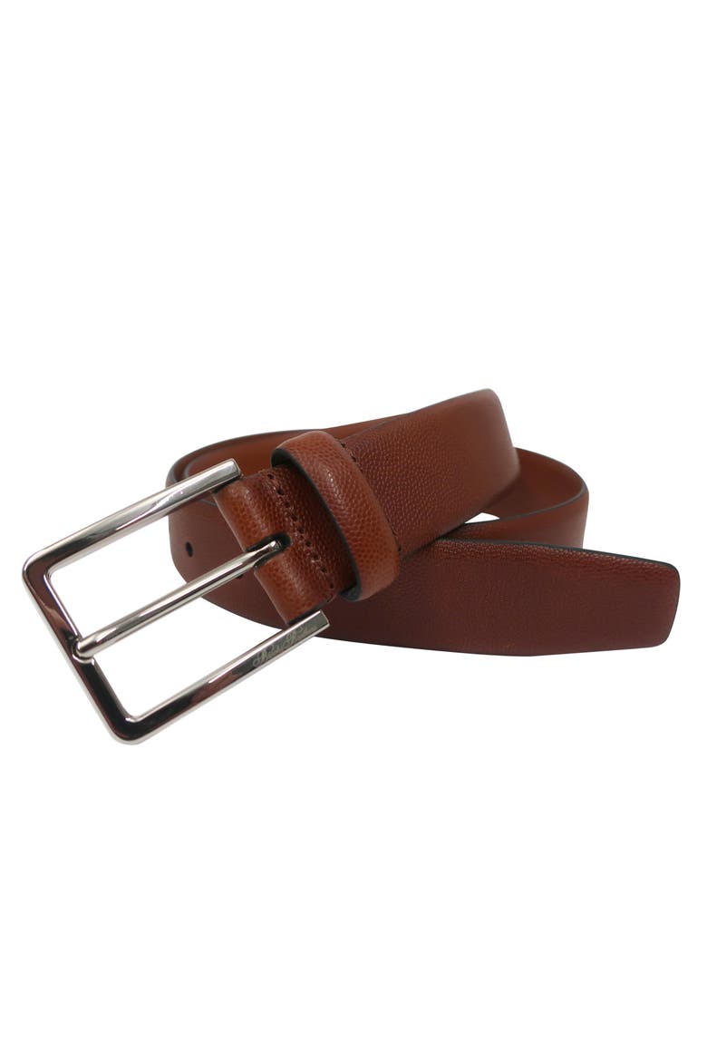 Top Grain Leather Embossed Belt, Main, color, Cognac