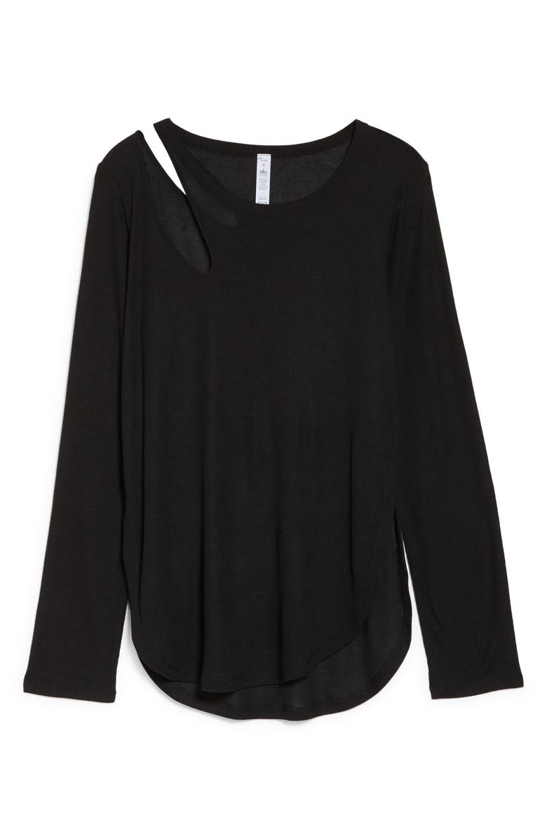 Alo Peak Cutout Long Sleeve T-Shirt, Alternate, color, 