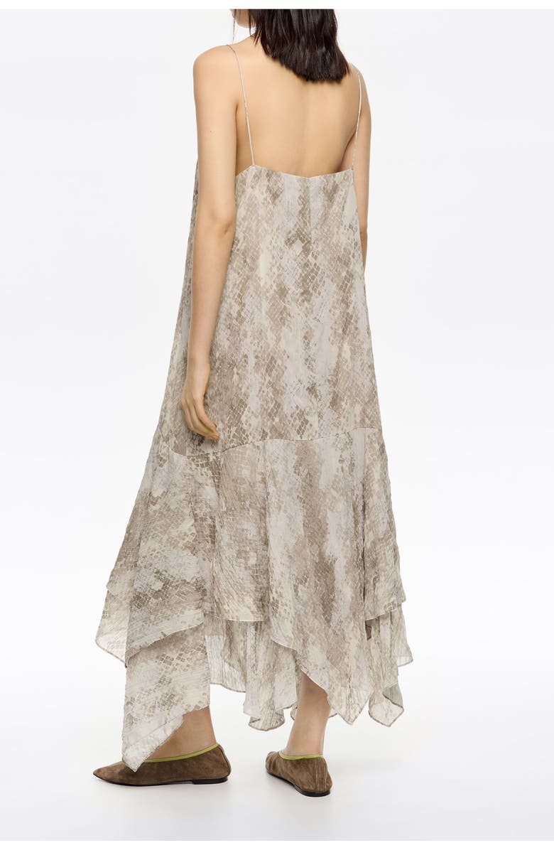 Bimba y Lola Snake Asymmetric Pleated Dress, Alternate, color, Snake Taupe