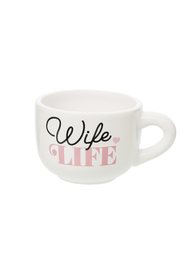 Wife Life Large Cappuccino Mug, Main, color, White
