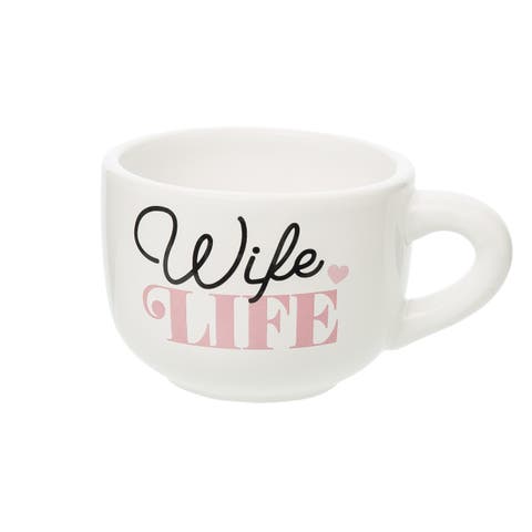 Wife Life Large Cappuccino Mug Ceramic White 24 oz