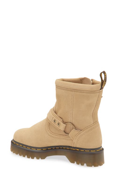 Dr. Martens Anistone Hrns Low Heels Ankle Boots In Beige Suede In Blue