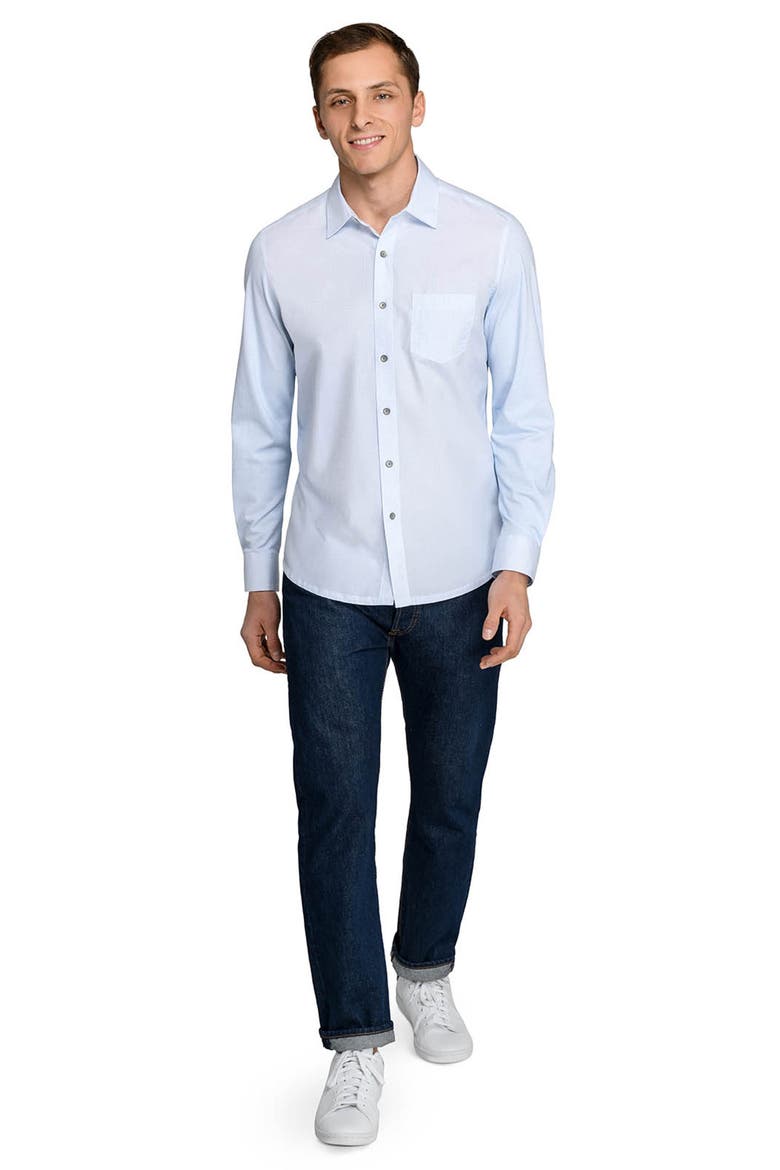 Slim Fit Abstract Squiggle Reworked Button-Up Shirt, Alternate, color, WHITE/ BLUE