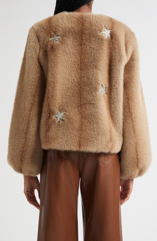 Cinq À Sept Benson Mixed Star Faux Fur Coat In Brown