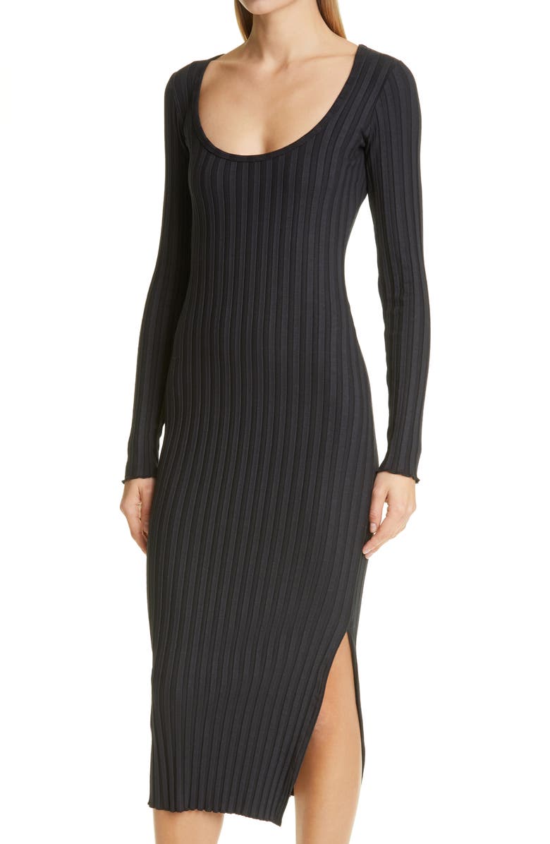Simon Miller RIB by Simon Miller Noah Side Slit Long Sleeve Midi Dress, Alternate, color,