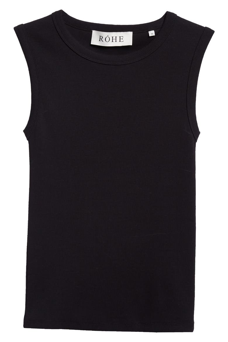 Stretch Organic Cotton Rib Top, Alternate, color, NOIR