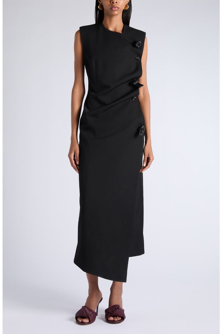Asymmetric Wool Twill Dress, Main, color, 1010 DOUBLE BLACK