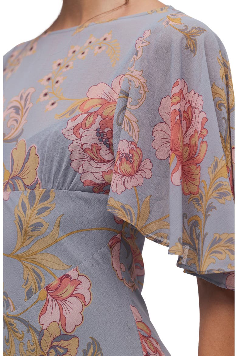 Swan Song Midi Dress, Alternate, color, TRADEWINDS COMBO