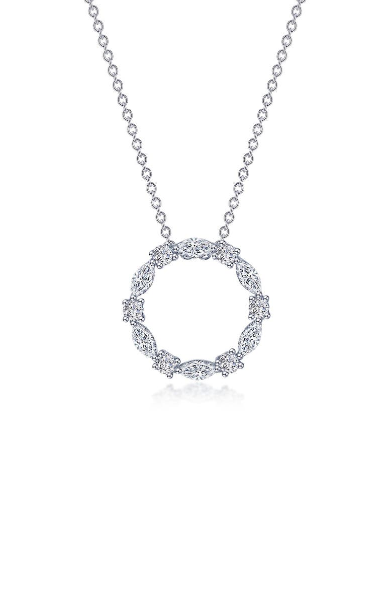 Simulated Diamond Circle Pendant Necklace, Main, color, SILVER