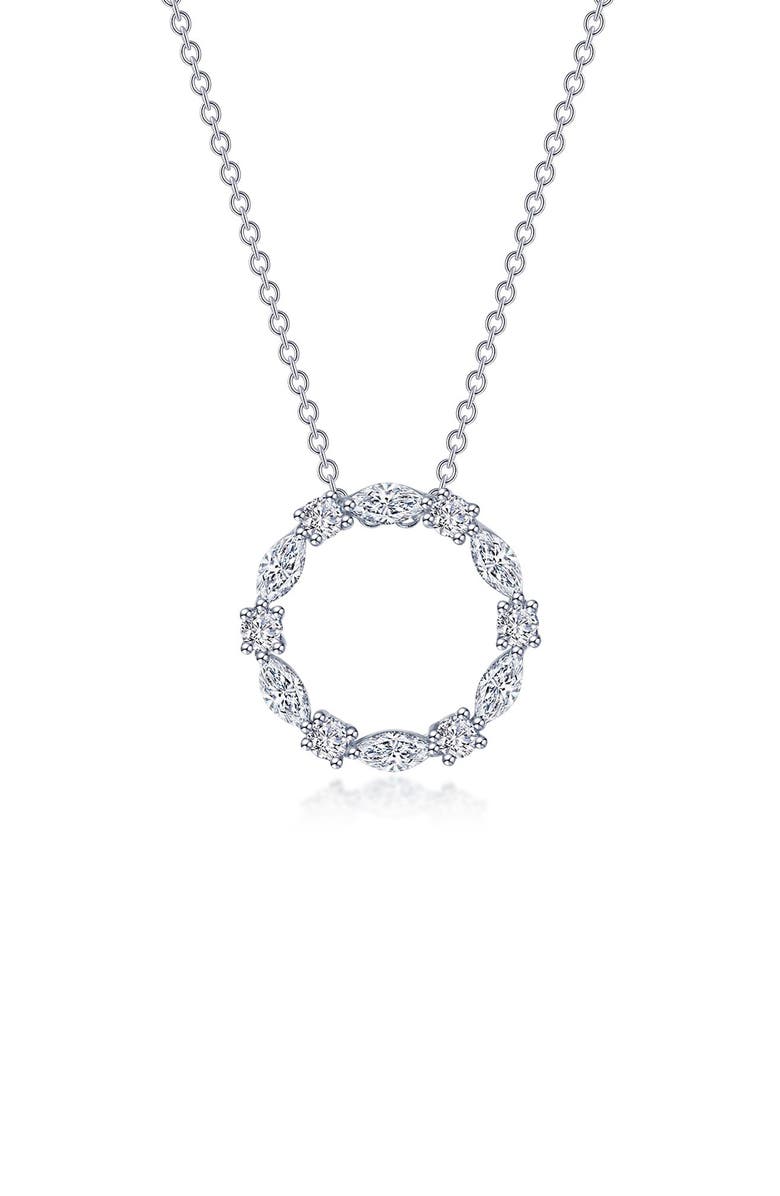 Lafonn Simulated Diamond Circle Pendant Necklace, Main, color, Silver