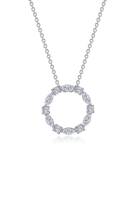 Simulated Diamond Circle Pendant Necklace