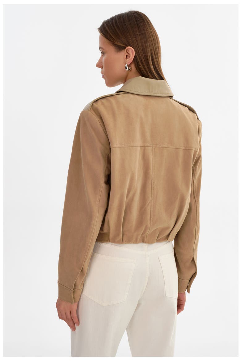 Robbie | Suede Bomber Jacket, Alternate, color, Beige
