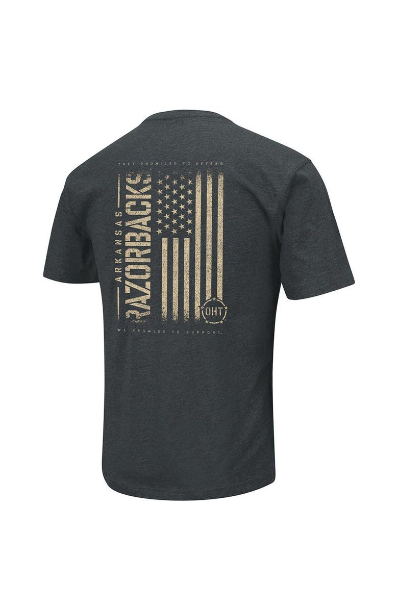 COLOSSEUM Men's Colosseum Heathered Black Arkansas Razorbacks OHT Military Appreciation Flag 2.0 T-Shirt, Alternate, color, 