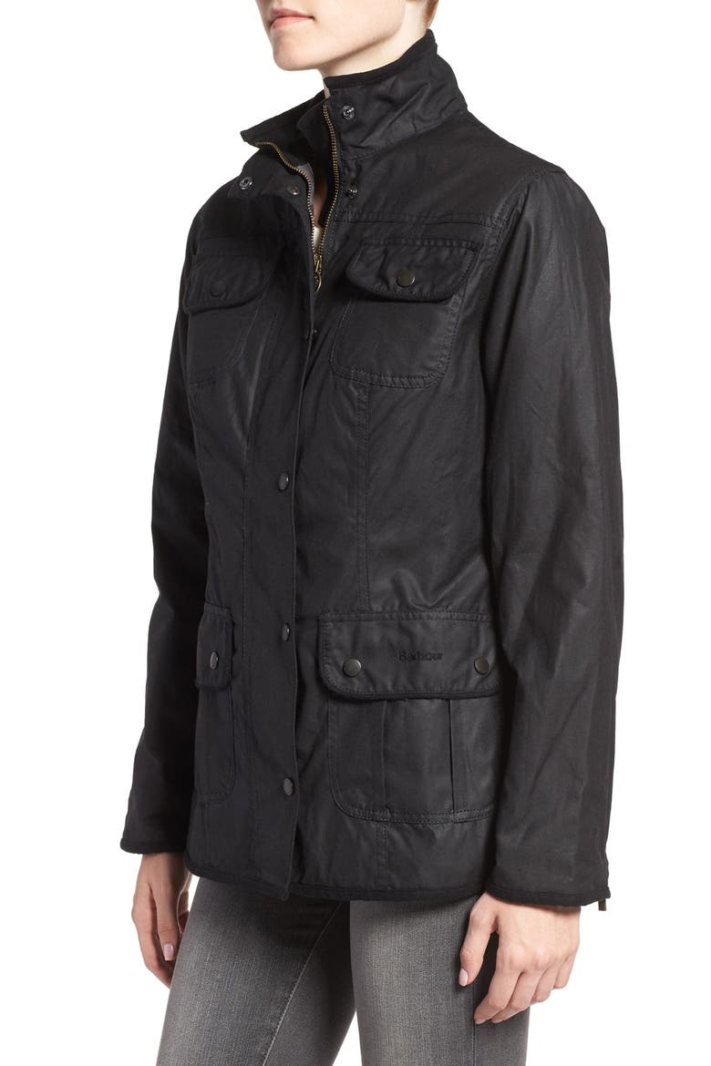 Waxed Cotton Utility Jacket, Alternate, color, BLACK