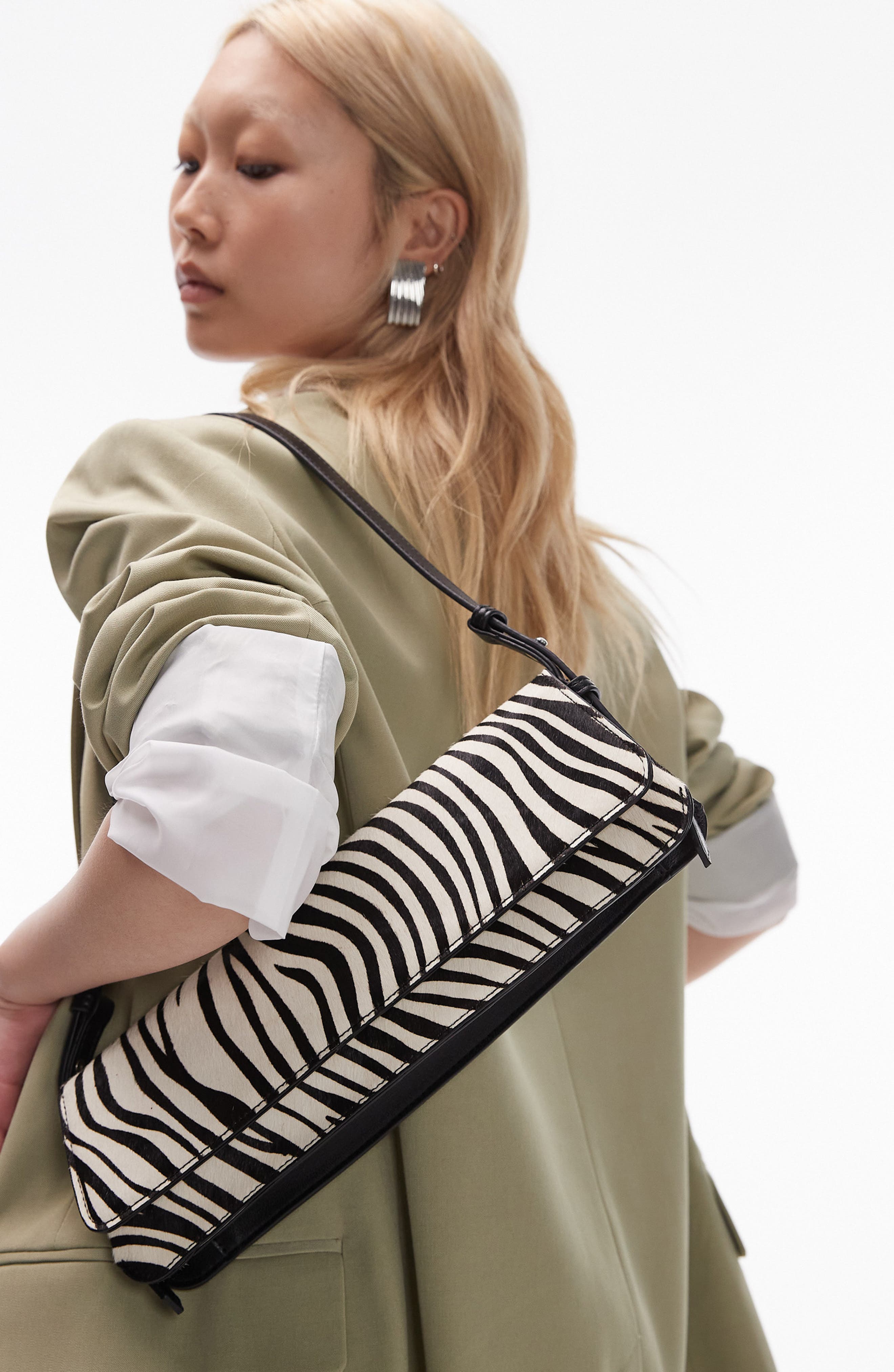 Topshop Stassi Faux Fur Shoulder Bag, Alternate, color, 