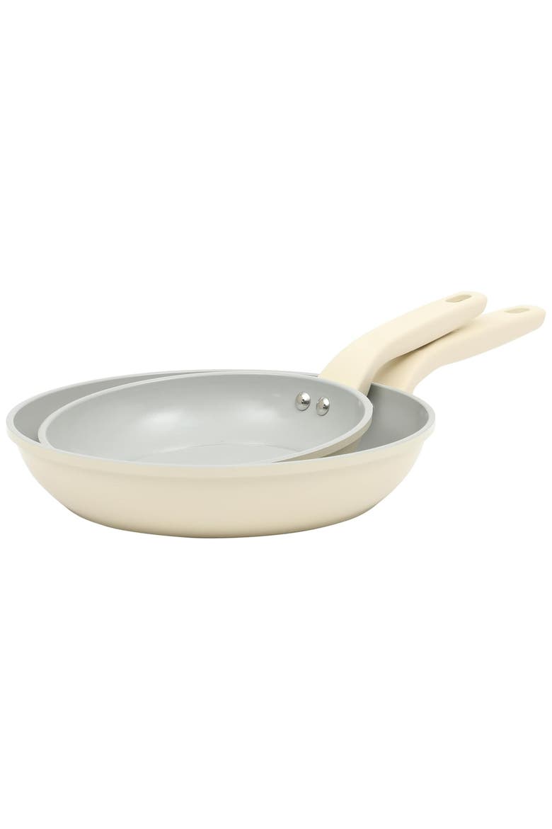 Barnsdall 2 Piece 8 Inch and 10 Inch Nonstick Aluminum Frying Pan Set, Main, color, White