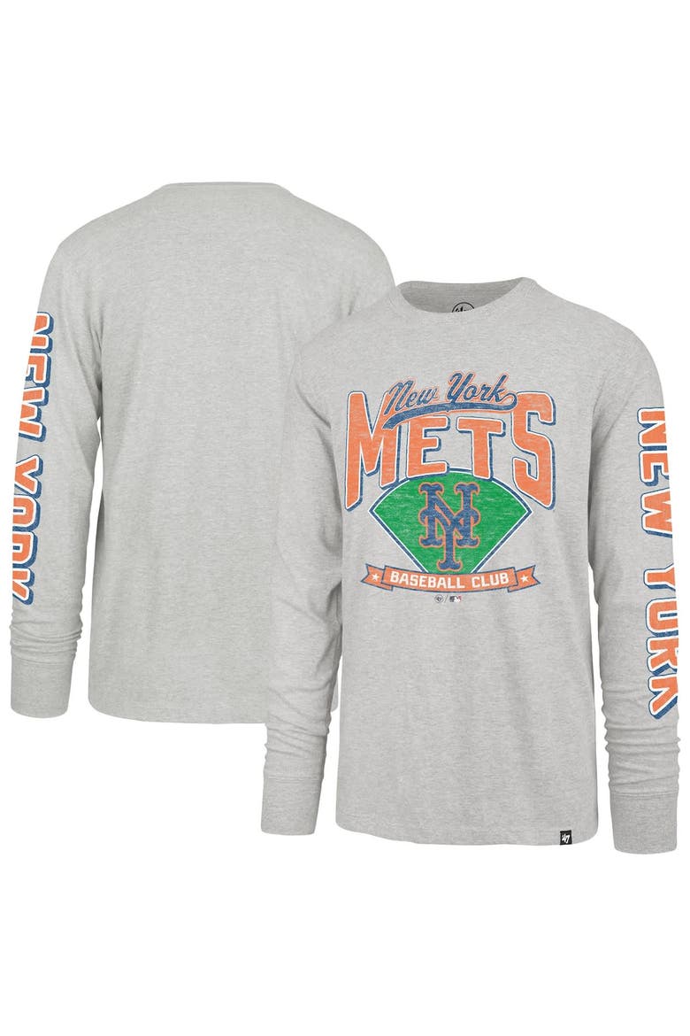 Men's '47  Gray New York Mets Big & Tall Distressed Franklin Long Sleeve T-Shirt, Alternate, color, Gray