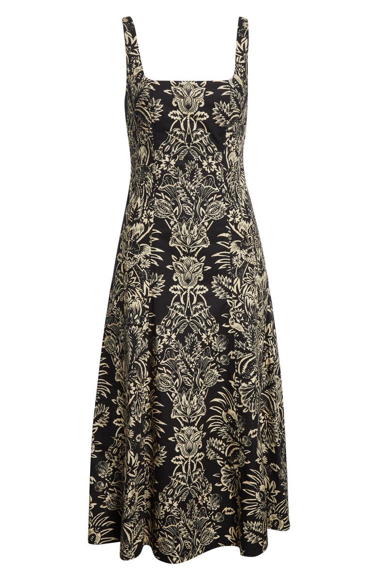 Ulla Johnson Augustina Botanical Midi Dress, Alternate, color, Noir