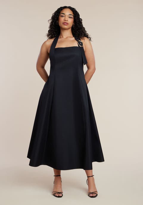 Buckle Neckline Maxi Dress (Plus)