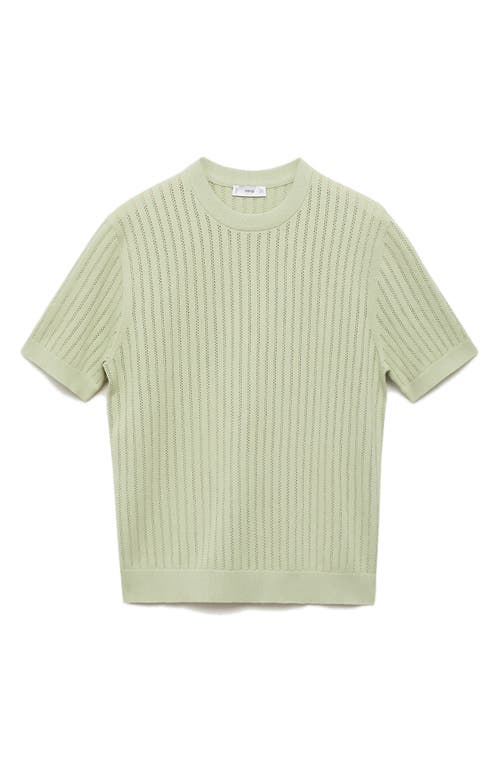 Mango Openwork Stripe Cotton Top In Green