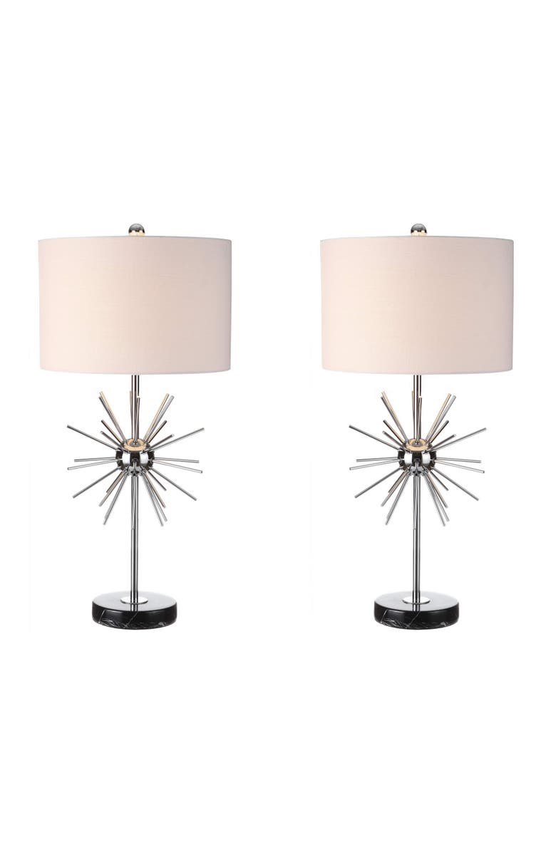 JONATHAN Y Aria 31.5" Metal/Marble LED Table Lamp, Chrome, Main, color, Chrome