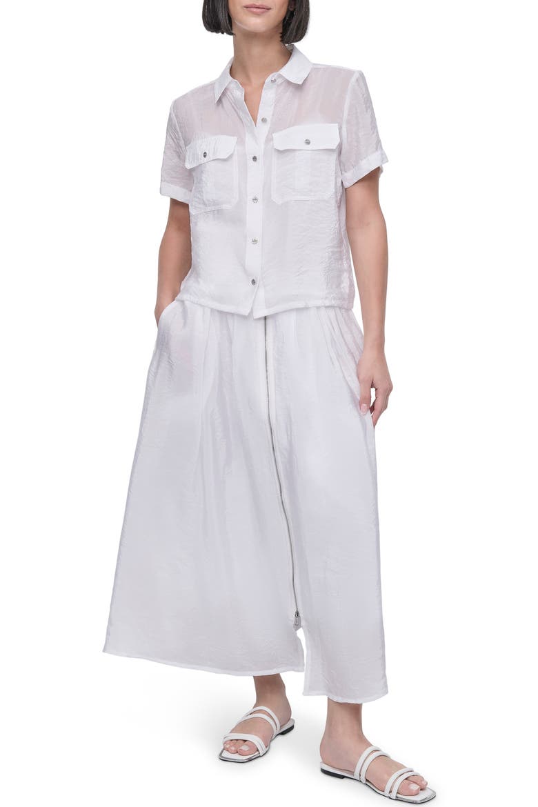 Tech Poplin Button-Up Shirt, Alternate, color, WHITE