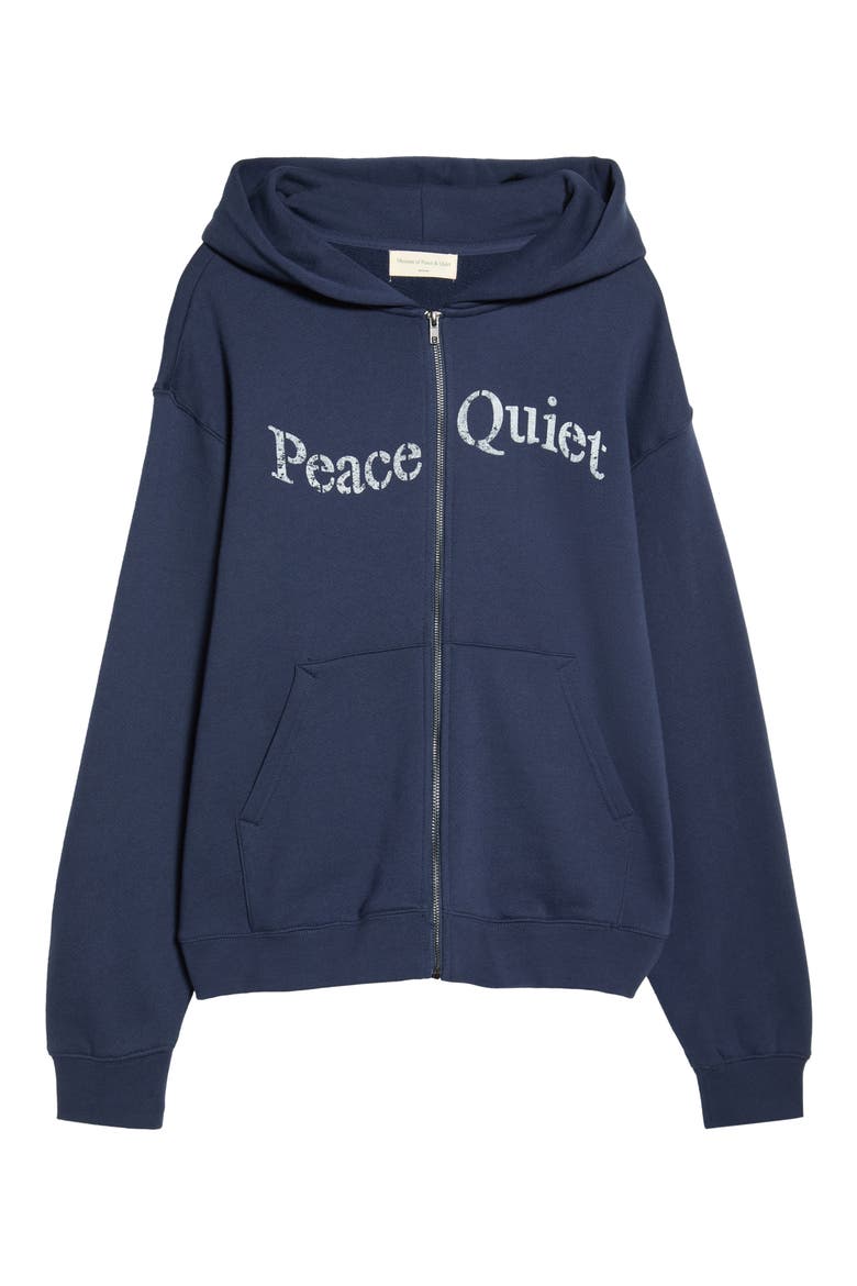 Stencil Logo Graphic Zip Hoodie, Alternate, color, NAVY