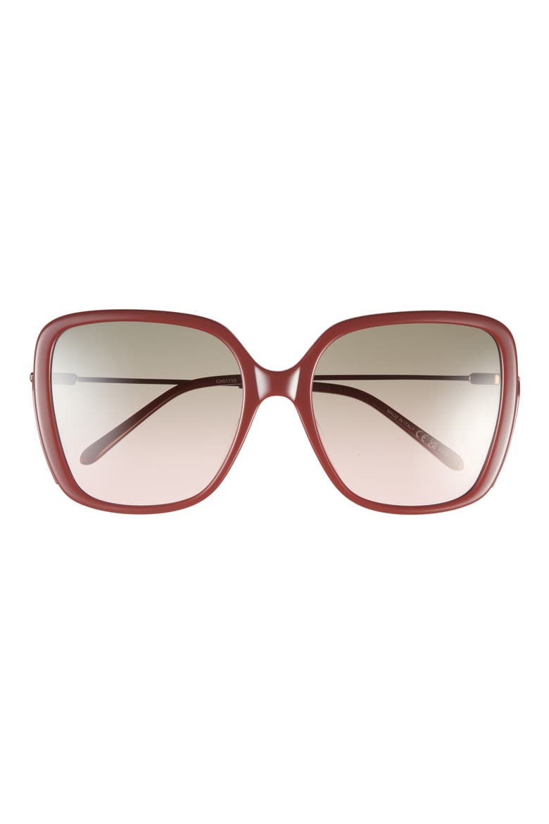57mm Square Sunglasses, Main, color, BROWN BROWN GREEN