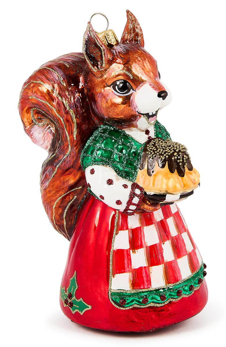 MACKENZIE CHILDS Check it Out Squirrel Glass Ornament, Main, color, 
