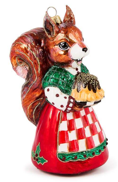 Mackenzie-childs Mackenzie Childs Check It Out Squirrel Glass Ornament In Multi