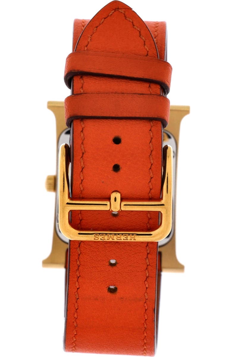 Pre-Owned Hermes Heure H Quartz Watch Plated Metal and Leather 26, Alternate, color, Orange