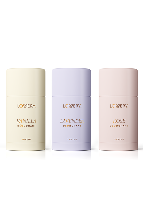 Lovery 3-pack Odor Control Deodorants Gift Set In Vanilla/lavender/rose