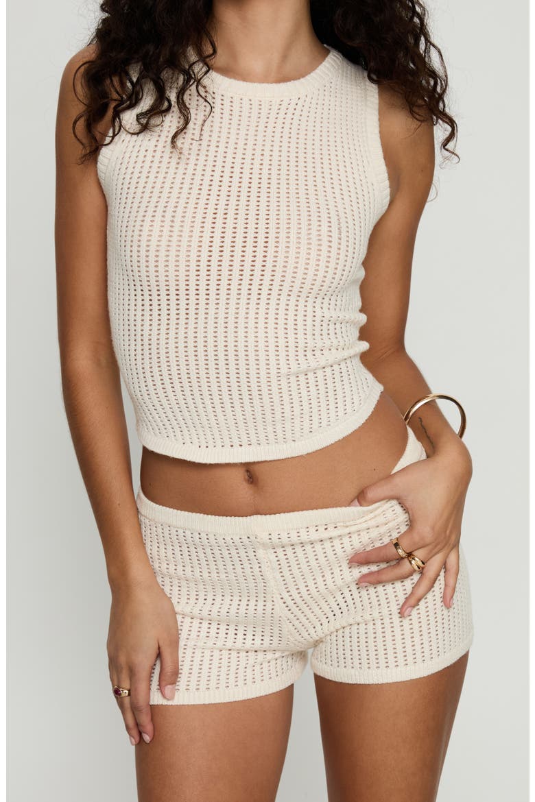 Leilah Open Stitch Shorts, Alternate, color, CREAM