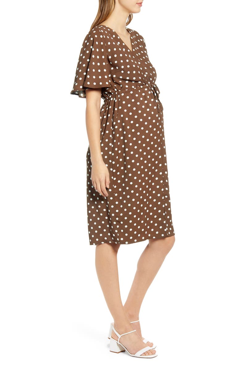Angel Maternity Bella Polka Dot Empire Waist Maternity/Nursing Dress, Alternate, color,