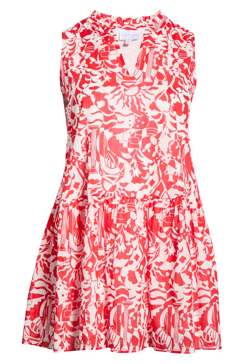 Aster Loly Cotton Trapeze Dress, Alternate, color, WHITE-RED