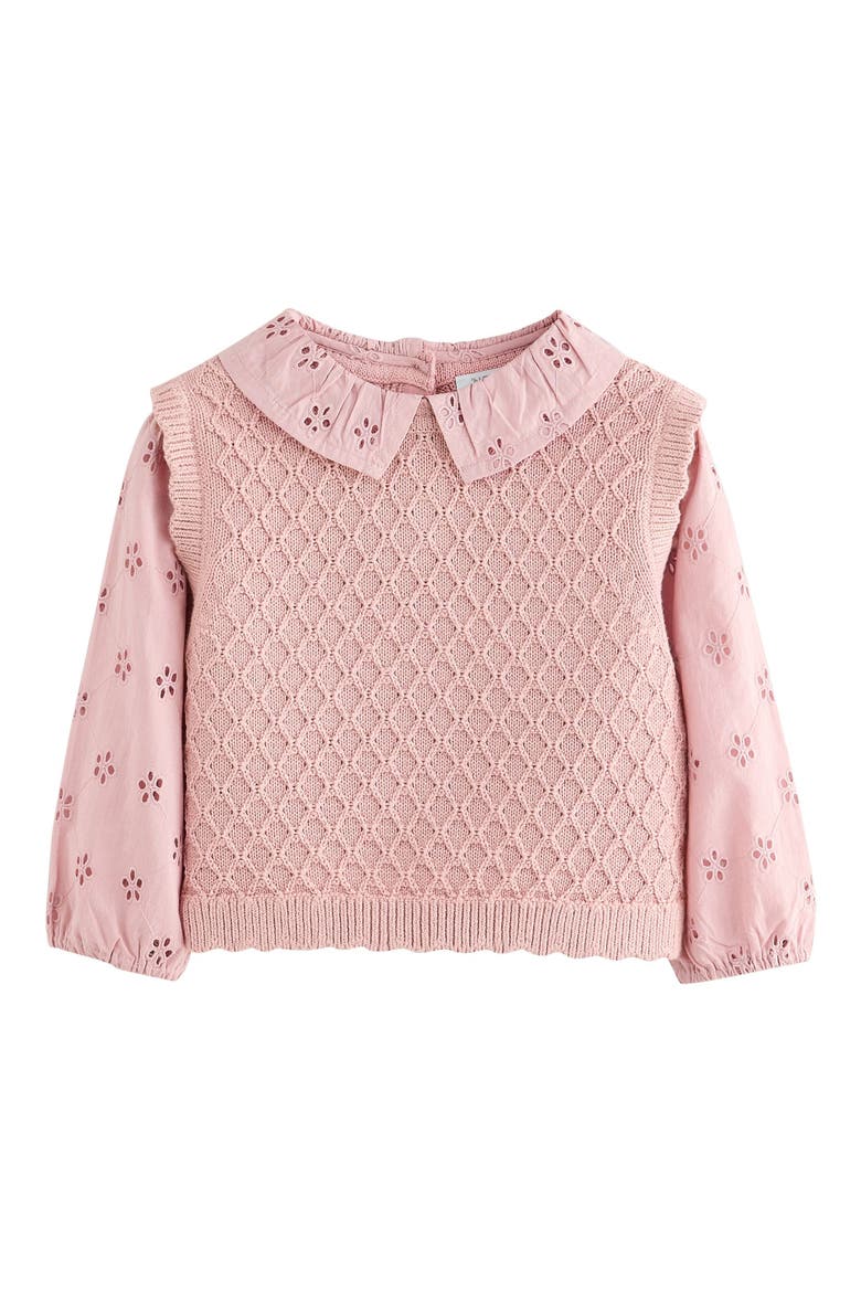 Kids' Mixed Media Cotton Sweater Vest, Main, color, PINK